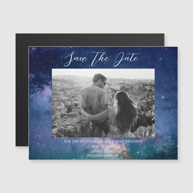 Galaxy Starry Night Stars Celestial Wedding Magnet (Front/Back)