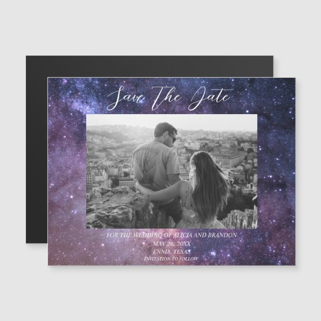 Galaxy Starry Night Stars Sky Mariage Magnet (Devant / Derrière)