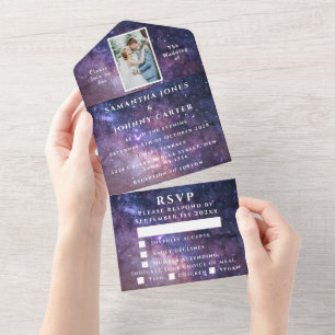 Galaxy Starry Night Universe Sky Wedding Nebula All In One Invitation