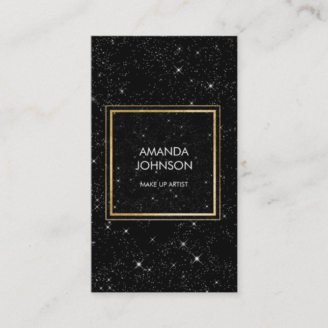 Galaxy Stars Golden Black Glam Elegance Vip Business Card (Front)