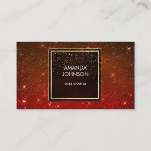 Galaxy Stars Golden Red Black Confetti Vip Business Card