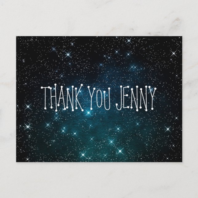 Galaxy Stars Night Thank You Personalized Postcard (Front)