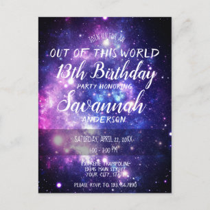 Galaxy Stars Out of This World Birthday Invitation Postcard