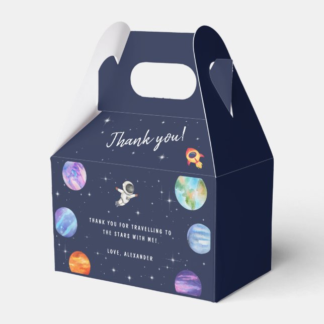 Galaxy Stars Outer Space Birthday Thank you  Favor Box (Front Side)