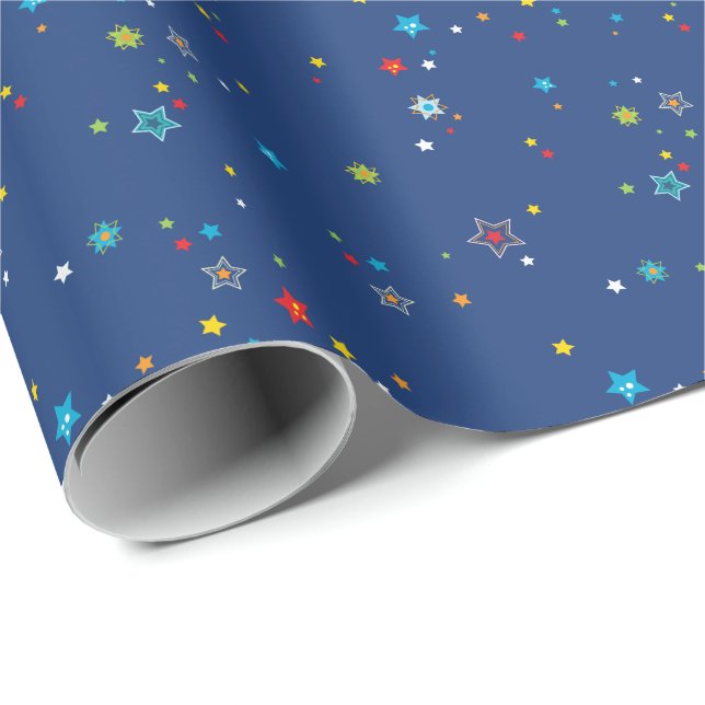 Galaxy Stars Outer Space Navy Blue Wrapping Paper (Roll Corner)