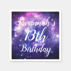 Galaxy Stars Outer Space Personalized Birthday Napkin