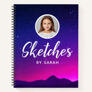 Galaxy Stars Personalized Name Sketchbook Notebook