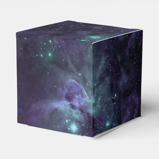 Galaxy Stars Space Green Neon Pattern Favor Box (Back Side)