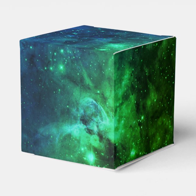 Galaxy Stars Space Green Neon Pattern Favor Box (Back Side)