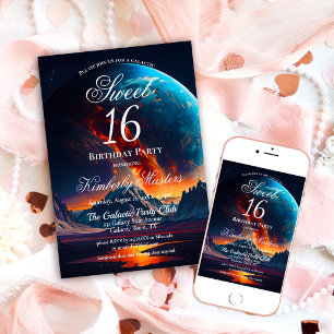 Galaxy Sweet Sixteen Birthday Party Invitation