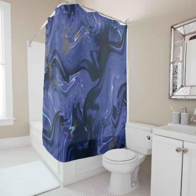 Galaxy Swirl Blue Glitter Abstract Cosmic Pattern  (In Situ)
