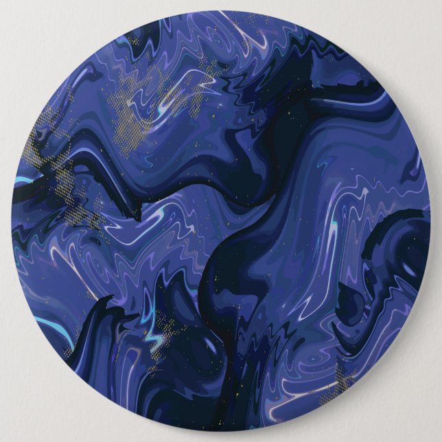 Galaxy Swirl Blue Glitter Abstract Cosmic Pattern  6 Inch Round Button (Front)