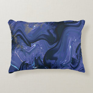Galaxy Swirl Blue Glitter Abstract Cosmic Pattern  Accent Pillow