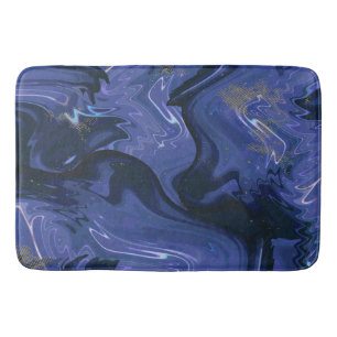 Galaxy Swirl Blue Glitter Abstract Cosmic Pattern  Bath Mat