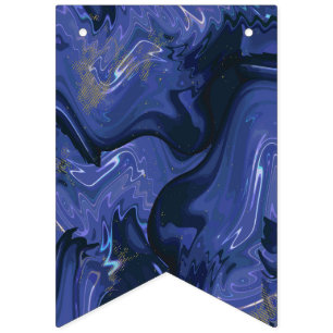 Galaxy Swirl Blue Glitter Abstract Cosmic Pattern  Bunting Flags