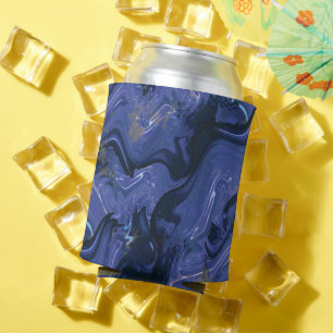 Galaxy Swirl Blue Glitter Abstract Cosmic Pattern Can Cooler