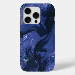 Galaxy Swirl Blue Glitter Abstract Cosmic Pattern  iPhone 15 Pro Case