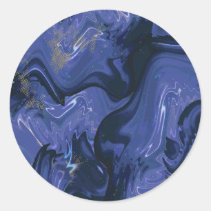 Galaxy Swirl Blue Glitter Abstract Cosmic Pattern Classic Round Sticker