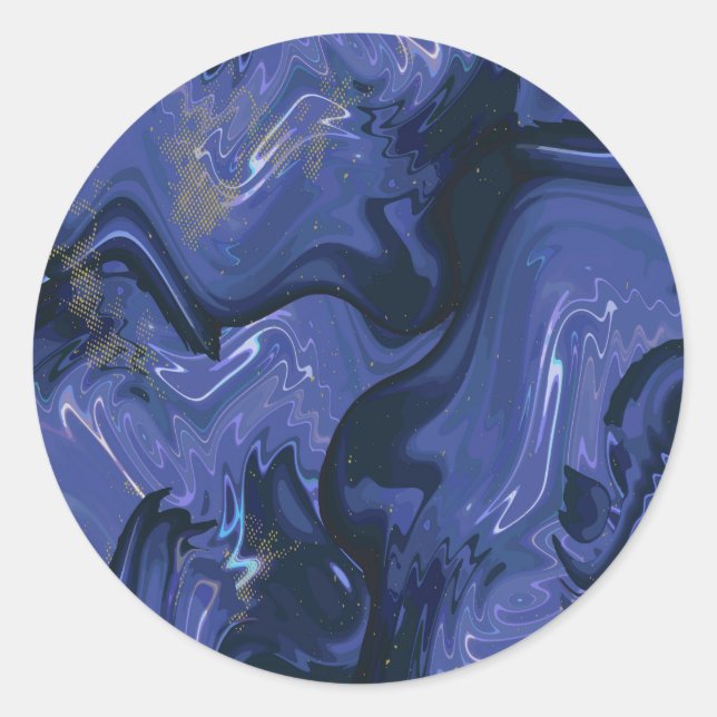 Galaxy Swirl Blue Glitter Abstract Cosmic Pattern  Classic Round Sticker (Front)