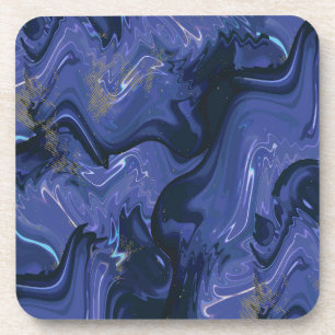Galaxy Swirl Blue Glitter Abstract Cosmic Pattern Coaster