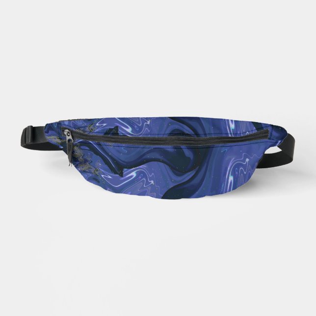 Galaxy Swirl Blue Glitter Abstract Cosmic Pattern  Fanny Pack (Front)