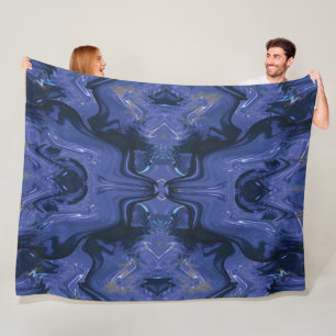 Galaxy Swirl Blue Glitter Abstract Cosmic Pattern  Fleece Blanket