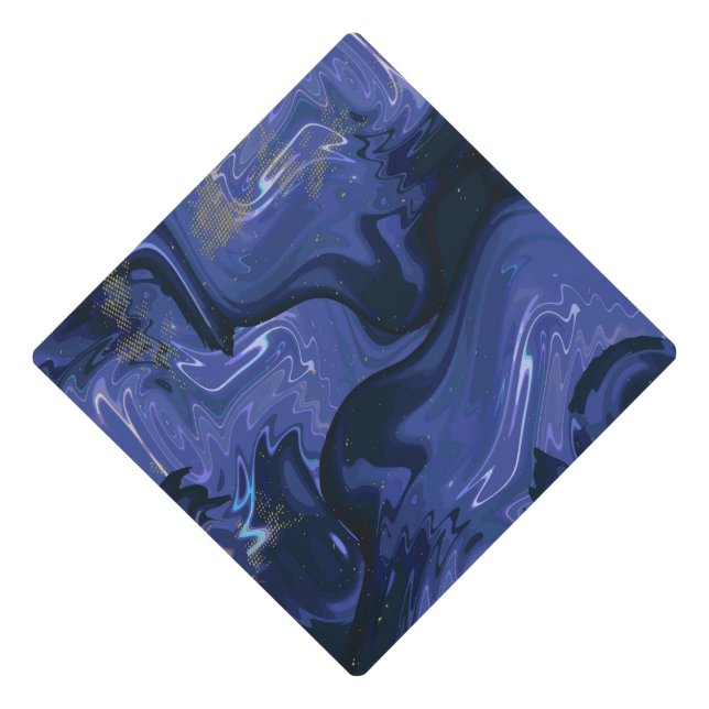 Galaxy Swirl Blue Glitter Abstract Cosmic Pattern  Graduation Cap Topper (Front)