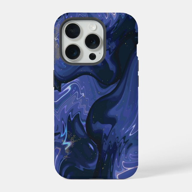 Galaxy Swirl Blue Glitter Abstract Cosmic Pattern  iPhone Case (Back)