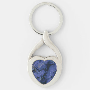Galaxy Swirl Blue Glitter Abstract Cosmic Pattern Keychain