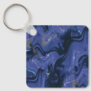 Galaxy Swirl Blue Glitter Abstract Cosmic Pattern Keychain