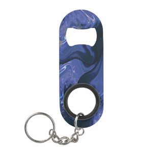 Galaxy Swirl Blue Glitter Abstract Cosmic Pattern Keychain Bottle Opener