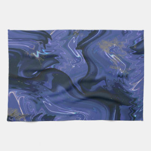 Galaxy Swirl Blue Glitter Abstract Cosmic Pattern Kitchen Towel