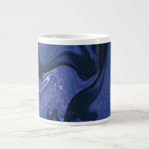 Galaxy Swirl Blue Glitter Abstract Cosmic Pattern  Large Coffee Mug