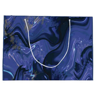 Galaxy Swirl Blue Glitter Abstract Cosmic Pattern Large Gift Bag