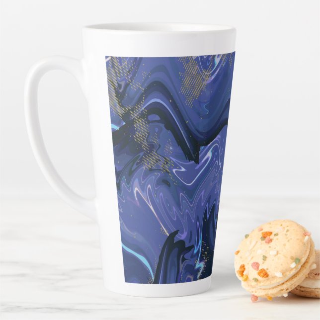 Galaxy Swirl Blue Glitter Abstract Cosmic Pattern  Latte Mug (In Situ)