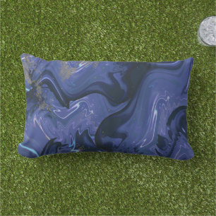 Galaxy Swirl Blue Glitter Abstract Cosmic Pattern  Lumbar Pillow