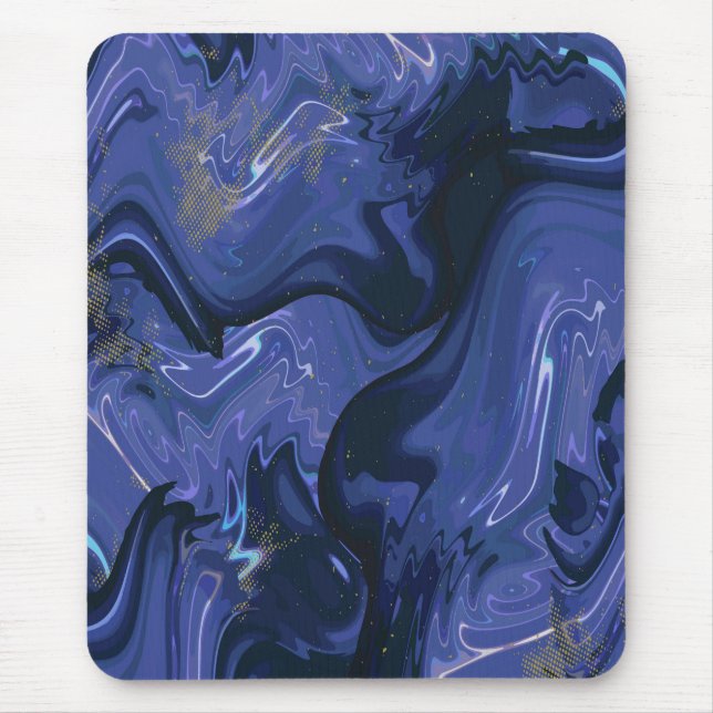 Galaxy Swirl Blue Glitter Abstract Cosmic Pattern  Mouse Pad (Front)