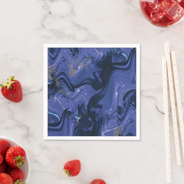 Galaxy Swirl Blue Glitter Abstract Cosmic Pattern  Napkin (Insitu)