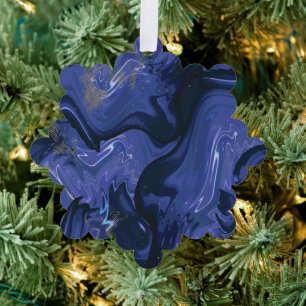 Galaxy Swirl Blue Glitter Abstract Cosmic Pattern Ornament Card