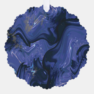 Galaxy Swirl Blue Glitter Abstract Cosmic Pattern Ornament Card