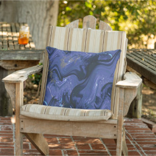 Galaxy Swirl Blue Glitter Abstract Cosmic Pattern Outdoor Pillow