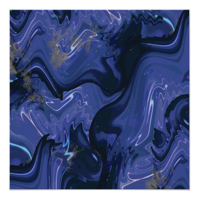 Galaxy Swirl Blue Glitter Abstract Cosmic Pattern  Poster (Front)