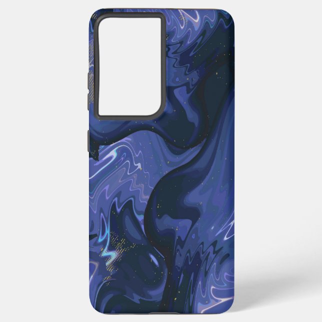Galaxy Swirl Blue Glitter Abstract Cosmic Pattern  Samsung Galaxy S21 Ultra Case (Back)
