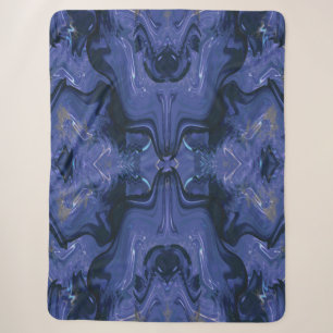 Galaxy Swirl Blue Glitter Abstract Cosmic Pattern  Sherpa Blanket