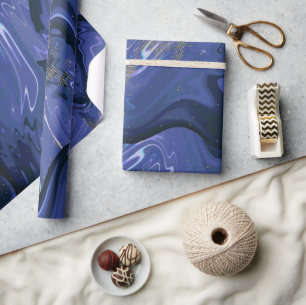 Galaxy Swirl Blue Glitter Abstract Cosmic Pattern  Wrapping Paper