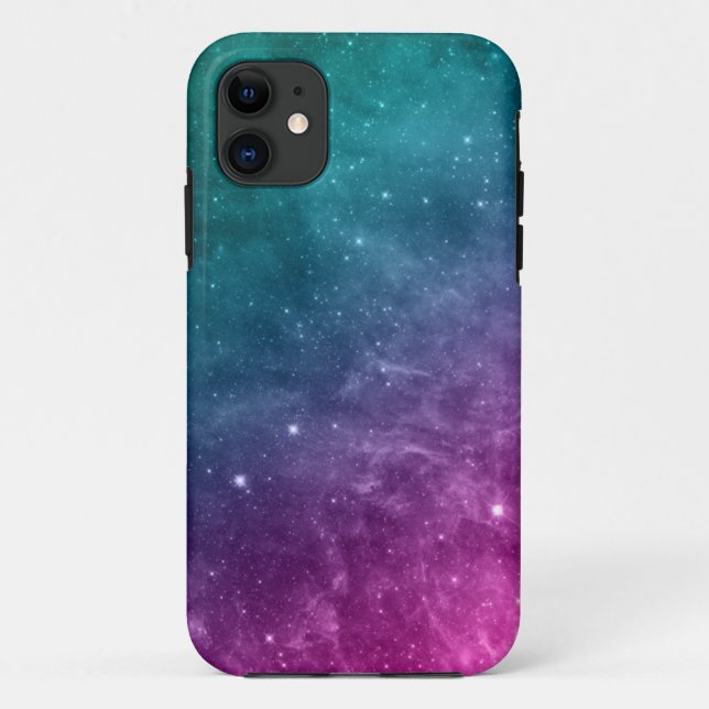 Galaxy Teal Pink Blue Nebula Stars Case-Mate iPhone Case (Back)