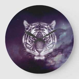 Galaxy Tiger Face Wallpaper Large Clock
