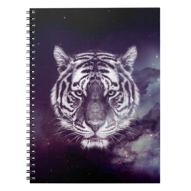 Galaxy Tiger Face Wallpaper Notebook (Front)