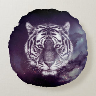 Galaxy Tiger Face Wallpaper Round Pillow