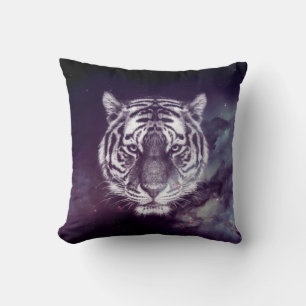 Galaxy Tiger Face Wallpaper Throw Pillow